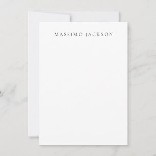 Own Name Calligraphy Chic Plain Simple Black White Card