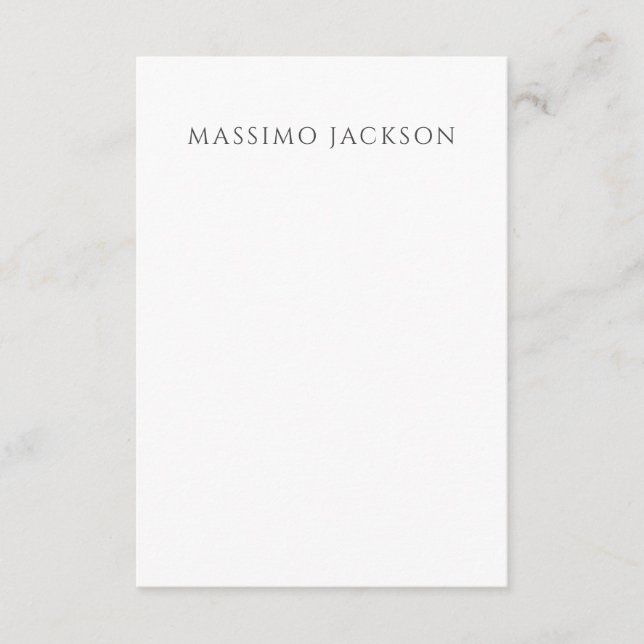 Own Name Calligraphy Chic Plain Simple Black White Enclosure Card (Front)
