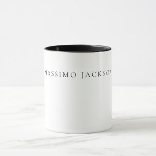 Own Name Calligraphy Chic Plain Simple Black White Mug