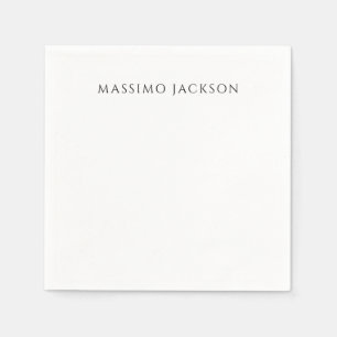 Own Name Calligraphy Chic Plain Simple Black White Napkin