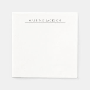 Own Name Calligraphy Chic Plain Simple Black White Napkin