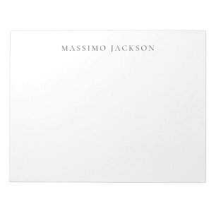 Own Name Calligraphy Chic Plain Simple Black White Notepad
