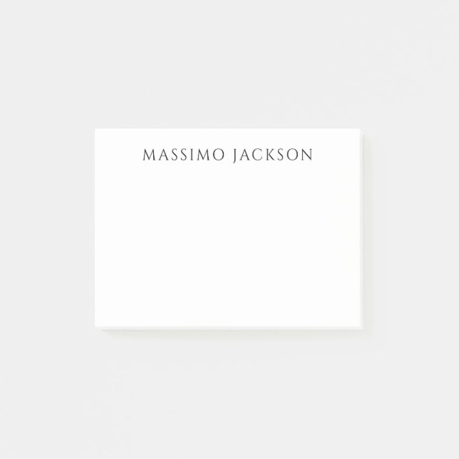 Own Name Calligraphy Chic Plain Simple Black White Post-it Notes (Front)