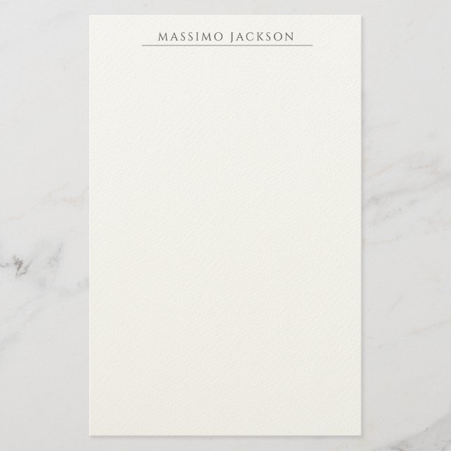 Own Name Calligraphy Chic Plain Simple Black White Stationery (Front)