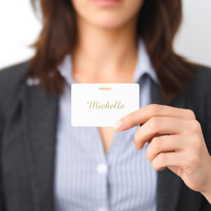 Own Name Creative Trendy Gold Colour Script Badge