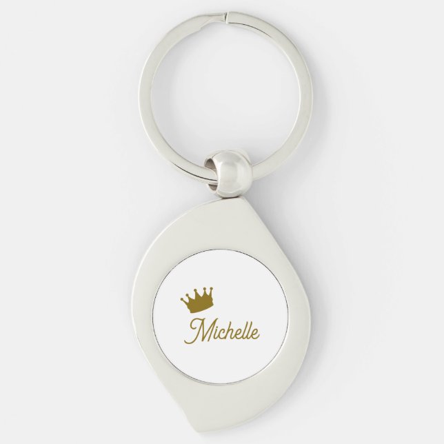 Own Name Creative Trendy Gold Colour Script Keychain (Front)