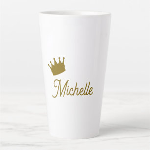 Own Name Creative Trendy Gold Colour Script Latte Mug