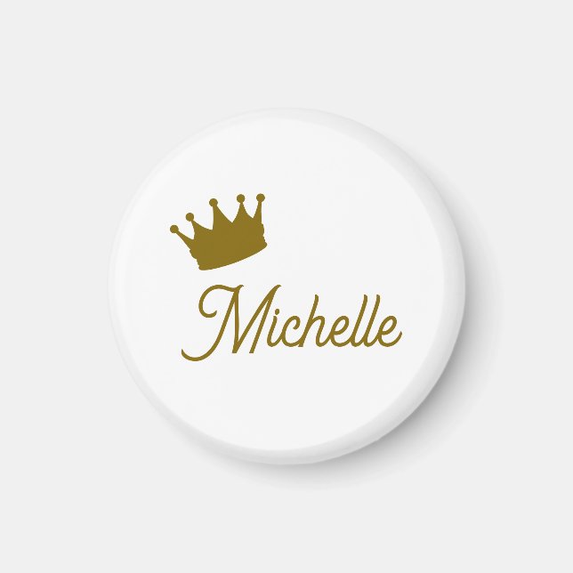 Own Name Creative Trendy Gold Colour Script Magnet (Front)