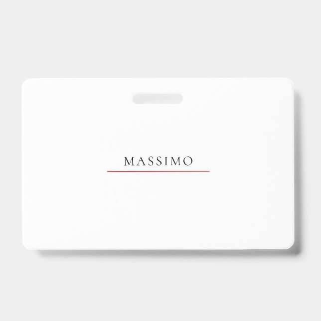 Own Name Decorative Chic Plain Simple Black White Badge (Front)