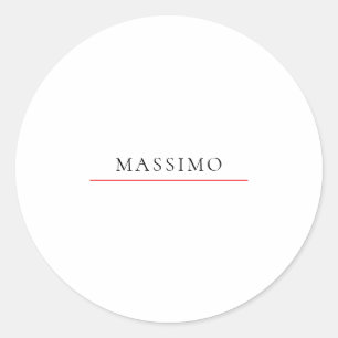 Own Name Decorative Chic Plain Simple Black White Classic Round Sticker