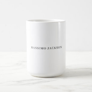 Own Name Decorative Chic Plain Simple Black White Coffee Mug
