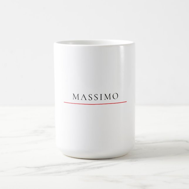Own Name Decorative Chic Plain Simple Black White Coffee Mug (Center)