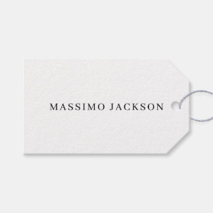 Own Name Decorative Chic Plain Simple Black White Gift Tags