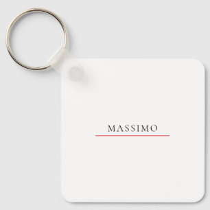Own Name Decorative Chic Plain Simple Black White Keychain