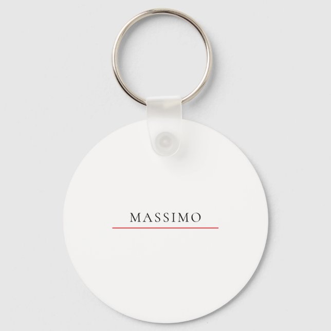 Own Name Decorative Chic Plain Simple Black White Keychain (Front)