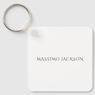 Own Name Decorative Chic Plain Simple Black White Keychain