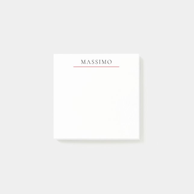 Own Name Decorative Chic Plain Simple Black White Post-it Notes (Front)