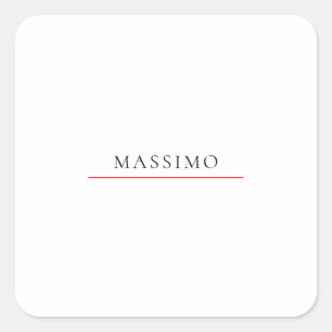 Own Name Decorative Chic Plain Simple Black White Square Sticker