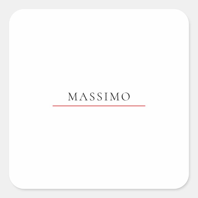 Own Name Decorative Chic Plain Simple Black White Square Sticker (Front)