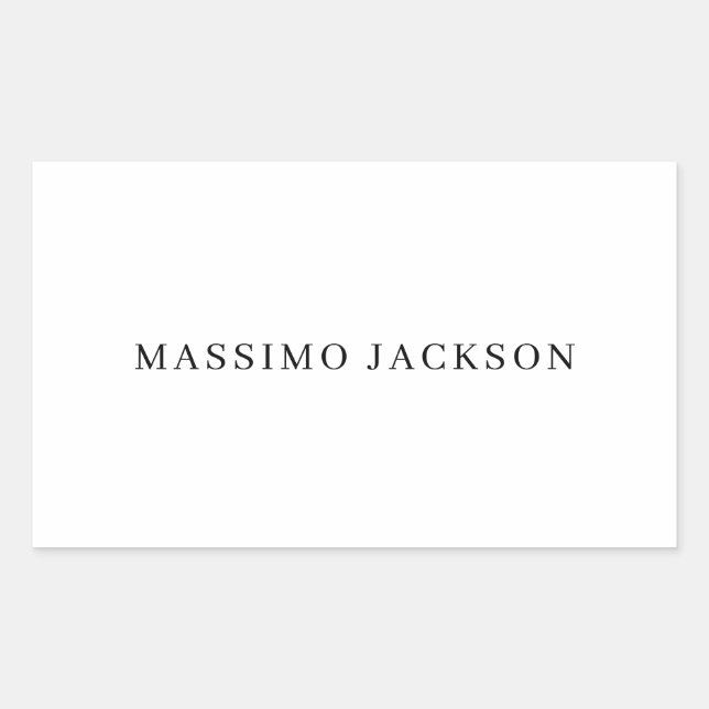 Own Name Decorative Chic Plain Simple Black White Sticker (Front)