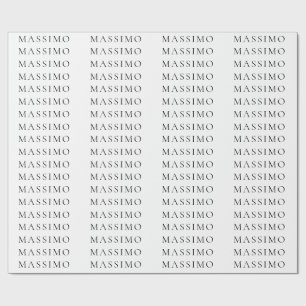 Own Name Decorative Chic Plain Simple Black White Wrapping Paper