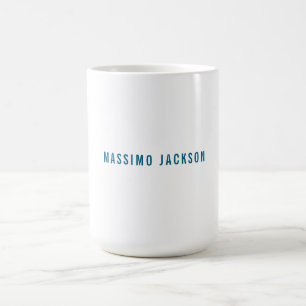 Own Name Decorative Chic Plain Simple Blue White Coffee Mug
