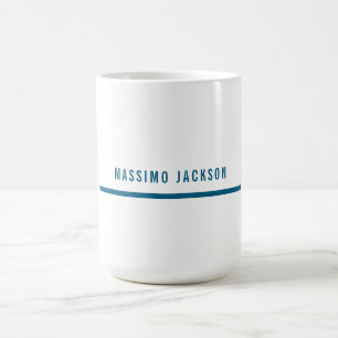 Own Name Decorative Chic Plain Simple Blue White Coffee Mug