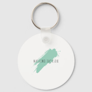 Own Name Decorative Chic Plain Simple Blue White Keychain