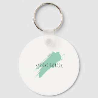 Own Name Decorative Chic Plain Simple Blue White Keychain