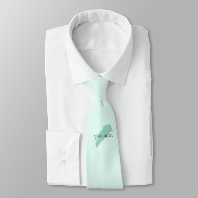 Own Name Decorative Chic Plain Simple Blue White Tie (Tied)
