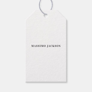 Own Name Decorative Minimalist Plain Black White Gift Tags