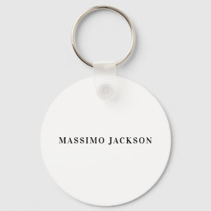 Own Name Decorative Minimalist Plain Black White Keychain