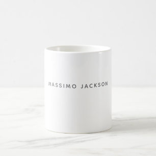 Own Name Minimalist Modern Plain Black White Coffee Mug