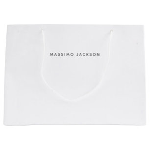 Own Name Minimalist Modern Plain Black White Large Gift Bag