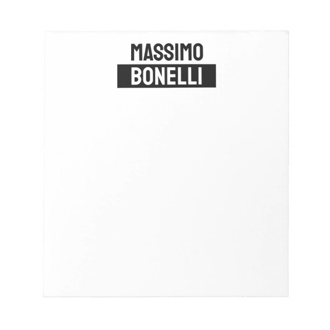 Own Name Minimalist Modern Plain Black White Notepad (Front)