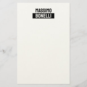 Own Name Minimalist Modern Plain Black White Stationery