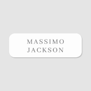 Own Name Minimalist Modern Plain Black White Tag