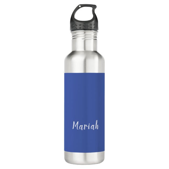 Own Name Minimalist Plain Calligraphy Script Blue 710 Ml Water Bottle (Front)