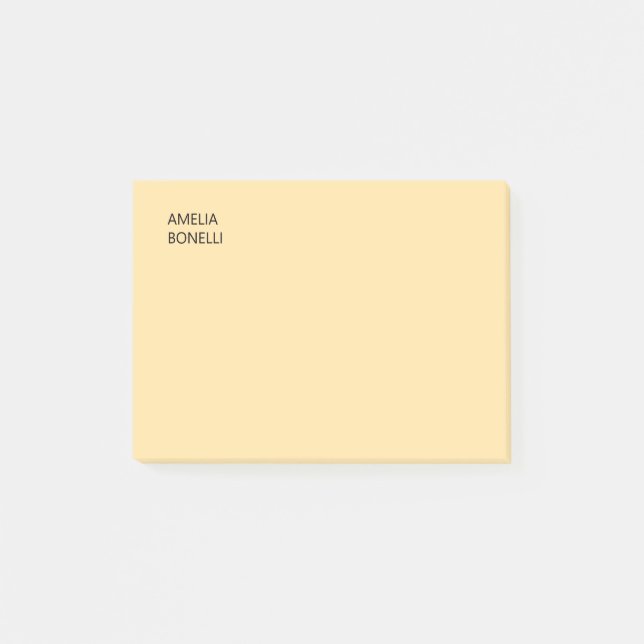 Own Name Modern Minimal Professional Plain Beige Post-it Notes (Front)