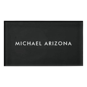 Own Name Modern Minimalist Plain Black White Tag