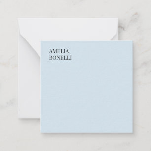 Own Name Modern Minimalist Professional Plain Blue Card