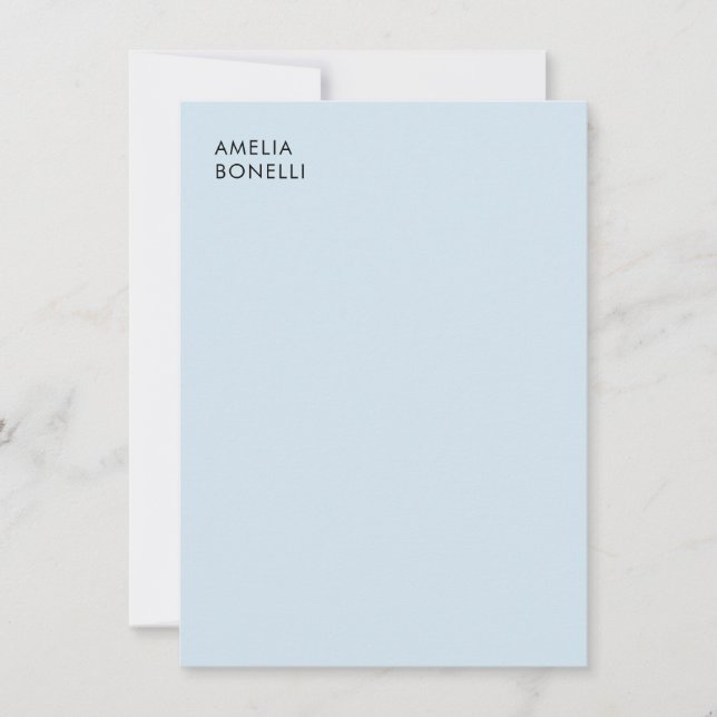 Own Name Modern Minimalist Professional Plain Blue Card (Front)
