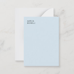 Own Name Modern Minimalist Professional Plain Blue Card