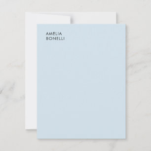 Own Name Modern Minimalist Professional Plain Blue Card