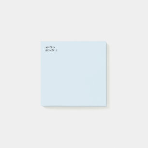 Own Name Modern Minimalist Professional Plain Blue Post-it Notes