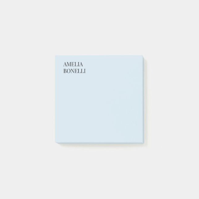 Own Name Modern Minimalist Professional Plain Blue Post-it Notes (Front)