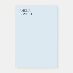 Own Name Modern Minimalist Professional Plain Blue Post-it Notes