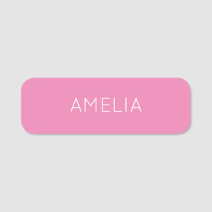 Own Name Modern Minimalist Professional Plain Pink Tag
