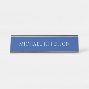 Own Name Plain Blue Color Personalized Custom Desk Name Plate