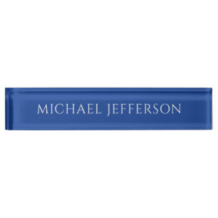 Own Name Plain Blue Color Personalized Custom Nameplate